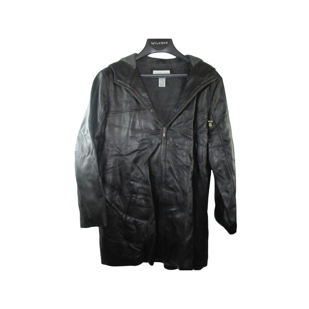 Preston & York Black Lamb Skin zip-up Jacket with hood